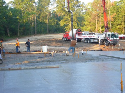 Almost done pouring concrete.