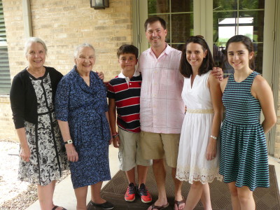 Sandra and Doris with Alex, Chris, Annabeth, Amy Burden